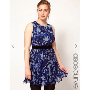 ASOS curve floral pleated bow dress